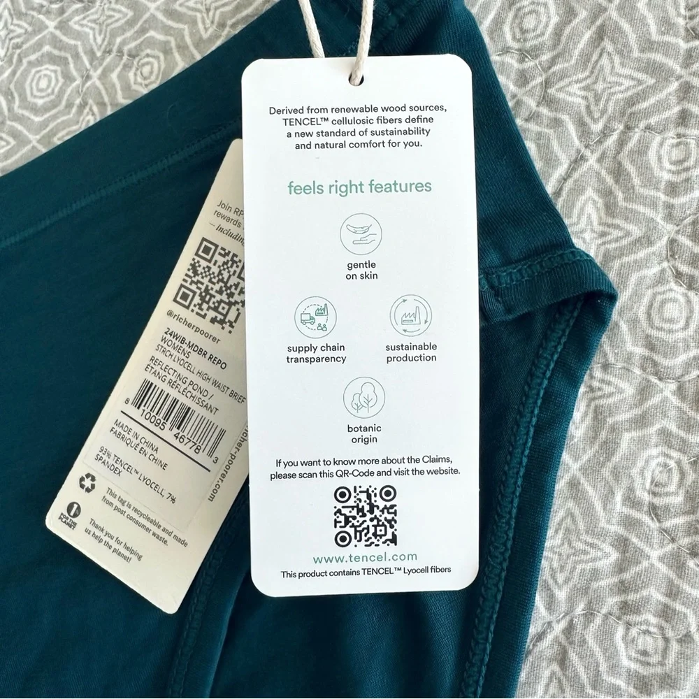 NEW! Richer Poorer Women’s High Waist Brief Reflecting Pond Teal Size S NWT